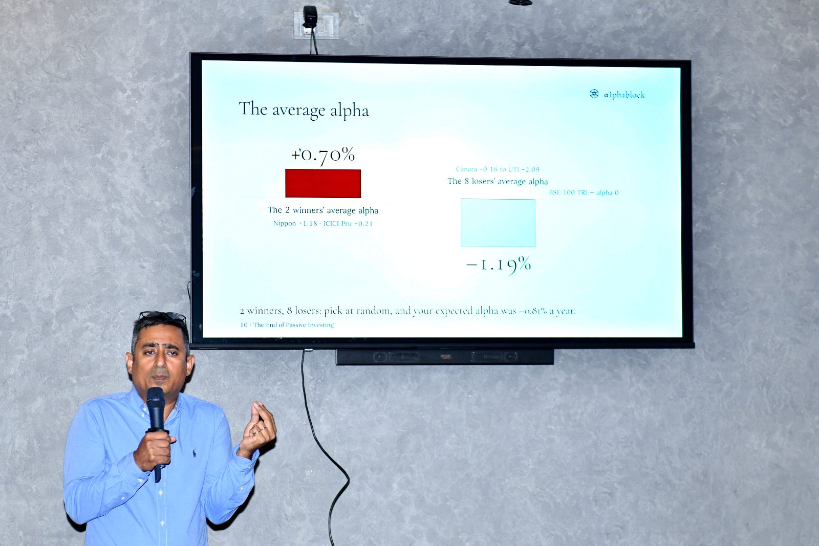 Mukul Pal presenting to the full room
